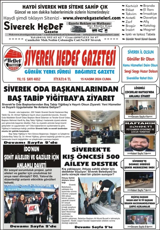 15.11.2024 Tarihli Gazetemiz