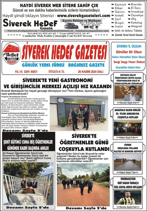 26.11.2024 Tarihli Gazetemiz