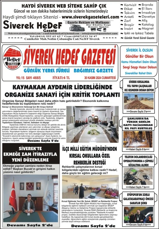 30.11.2024 Tarihli Gazetemiz