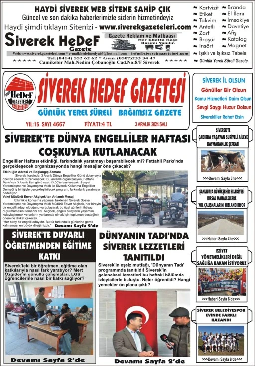 3.12.2024 Tarihli Gazetemiz