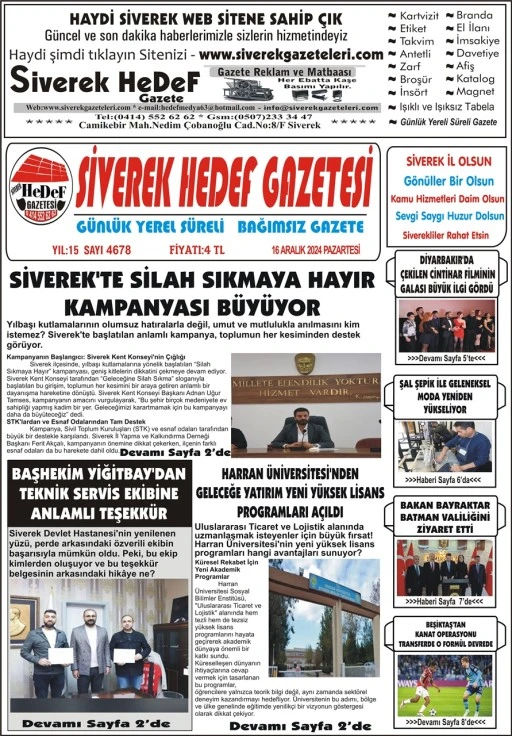 16.12.2024 Tarihli Gazetemiz