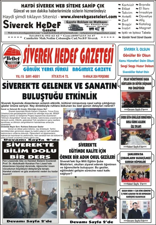 19.12.2024 Tarihli Gazetemiz