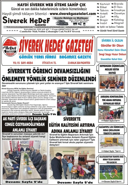 23.12.2024 Tarihli Gazetemiz