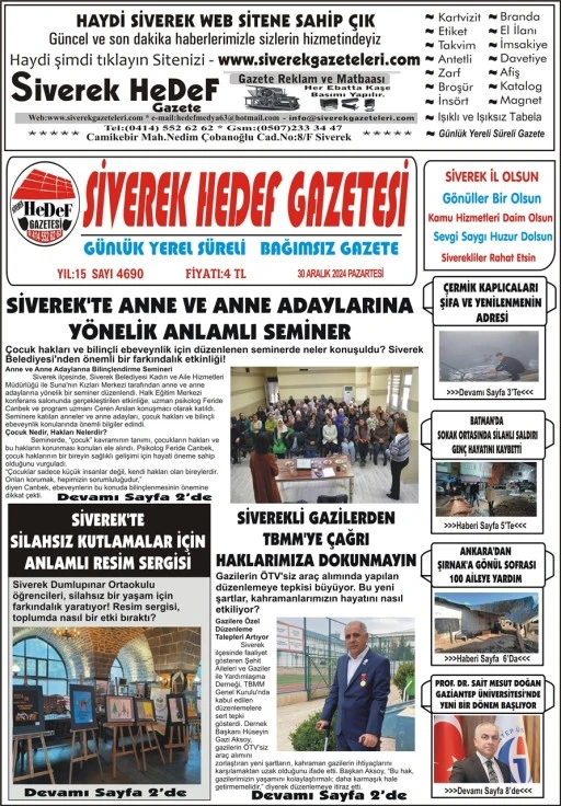 30.12.2024 Tarihli Gazetemiz