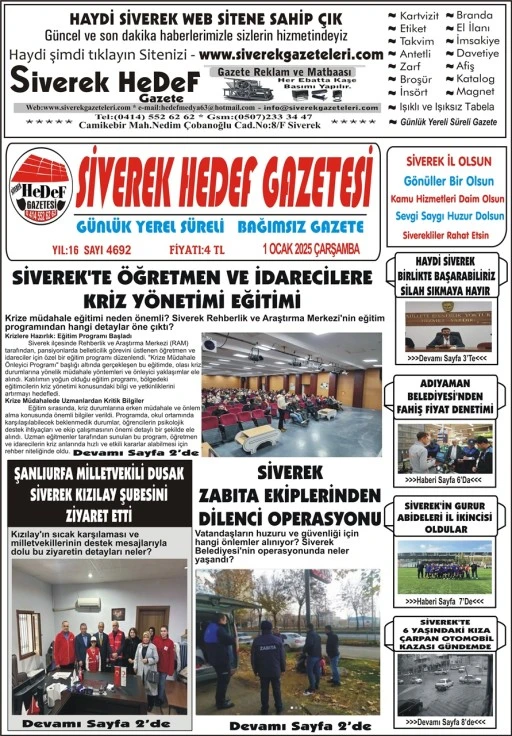 01.01.2025 Tarihli Gazetemiz