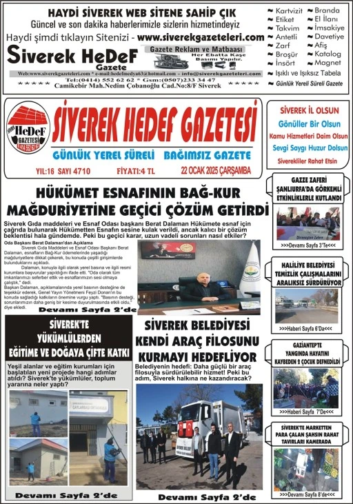 22.01.2025 Tarihli Gazetemiz