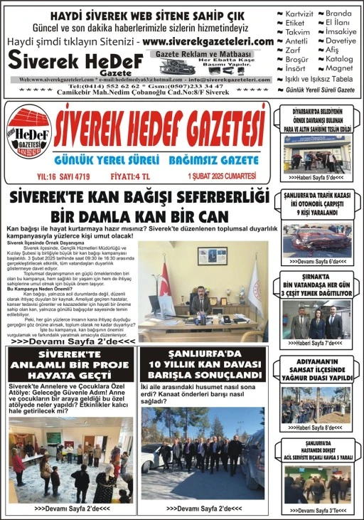 1. 02.2025 Tarihli Gazetemiz