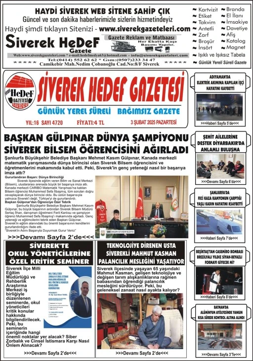 3.01.2025 Tarihli Gazetemiz