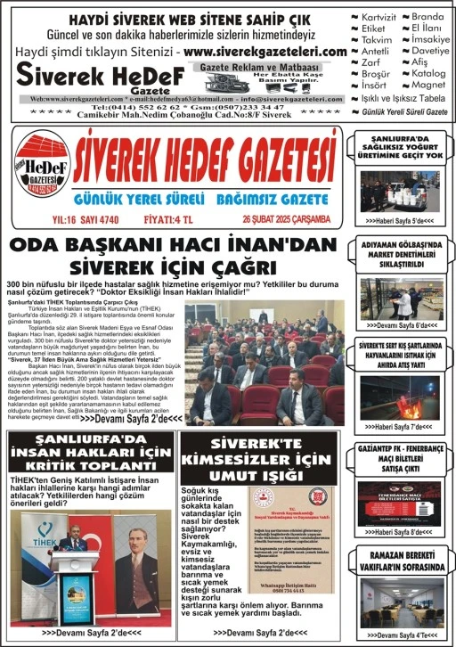 26.02.2025 Tarihli Gazetemiz