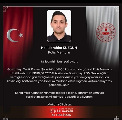 Eğitim Kazasında Yaralanan Polis Memuru Şehit Oldu