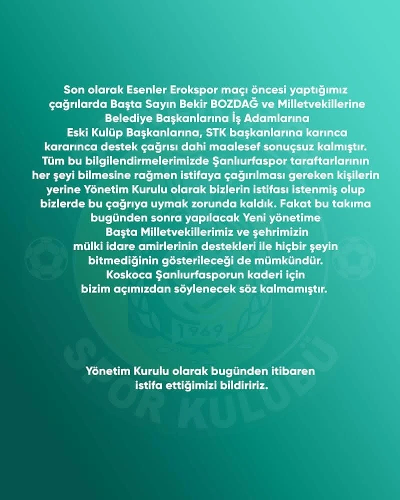 Spor Yönetimi İstifa Etti